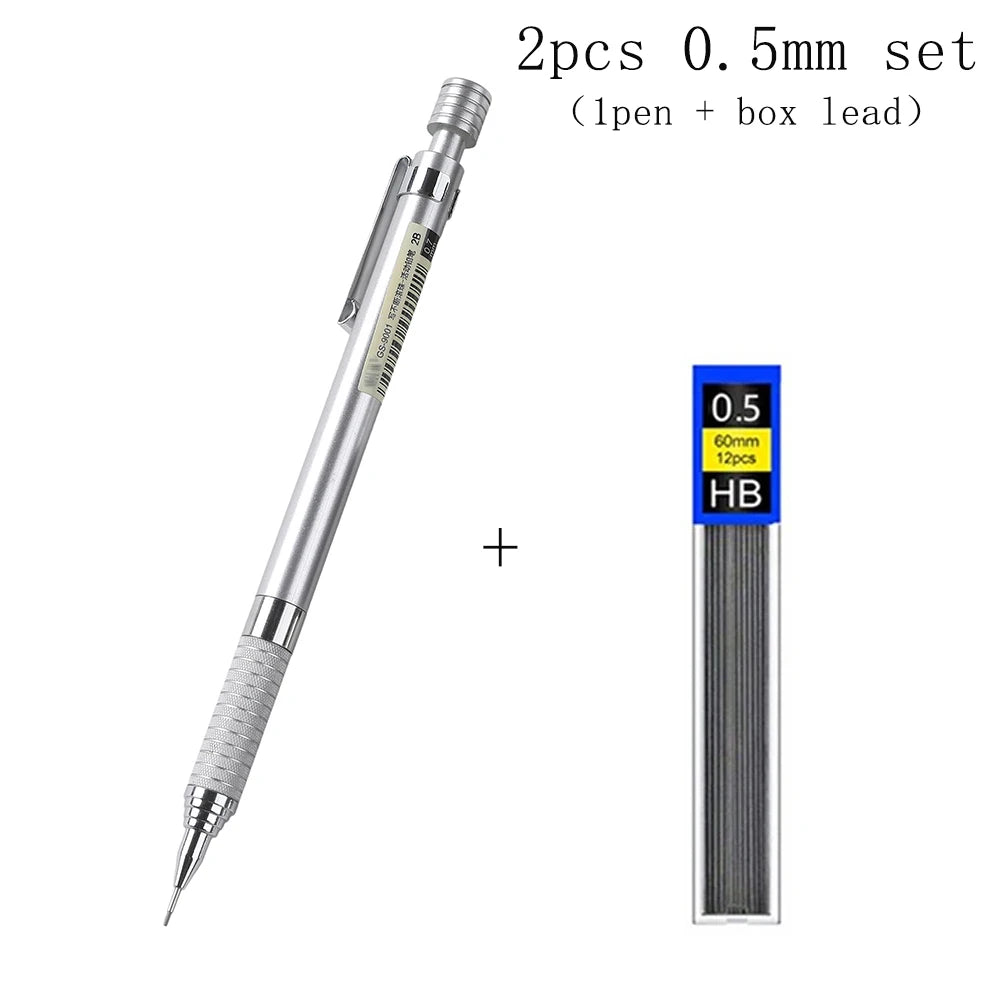 silvery 0.5mm set Color Mechanical Pencil Set 0.5/0.7 mm Smooth Writing