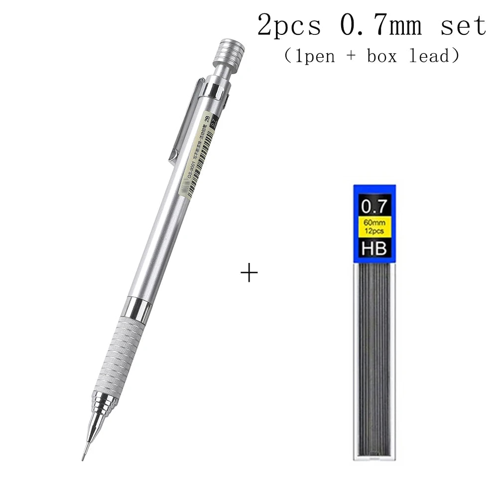 silvery 0.7mm set Color Mechanical Pencil Set 0.5/0.7 mm Smooth Writing